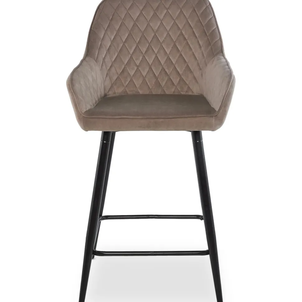 Lot de 2 chaises de bar Veronika Velours Taupe