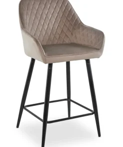 Lot de 2 chaises de bar Veronika Velours Taupe