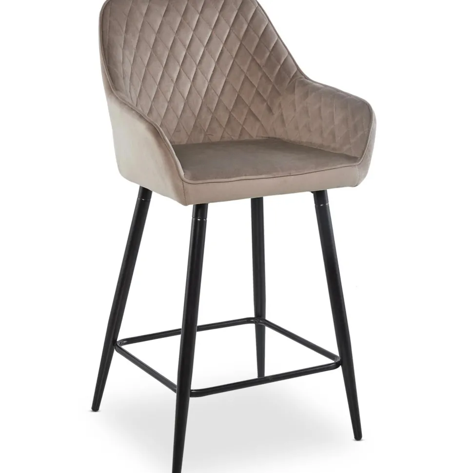 Lot de 2 chaises de bar Veronika Velours Taupe