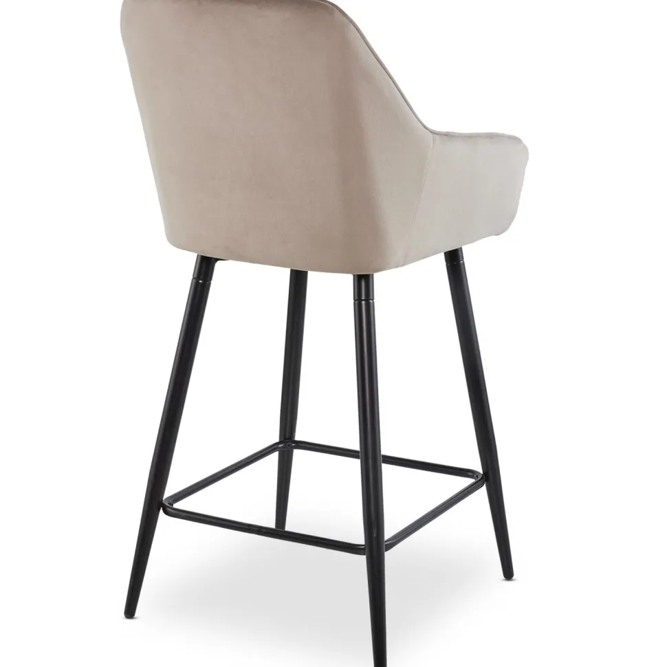 Lot de 2 chaises de bar Veronika Velours Taupe