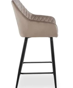 Lot de 2 chaises de bar Veronika Velours Taupe