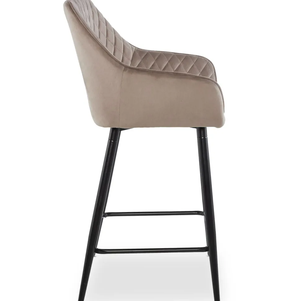 Lot de 2 chaises de bar Veronika Velours Taupe