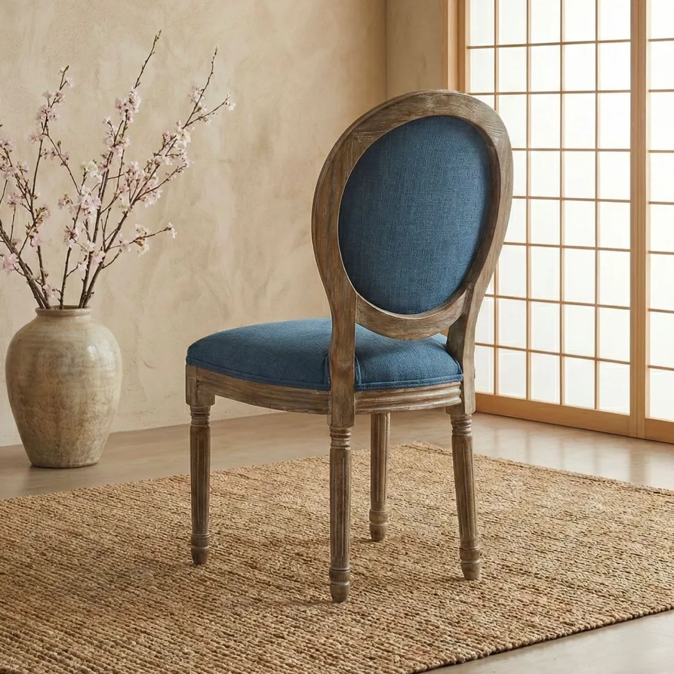 Lot de 20 chaises de style médaillon Louis XVI Tissu Bleu