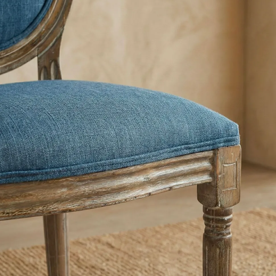 Lot de 20 chaises de style médaillon Louis XVI Tissu Bleu