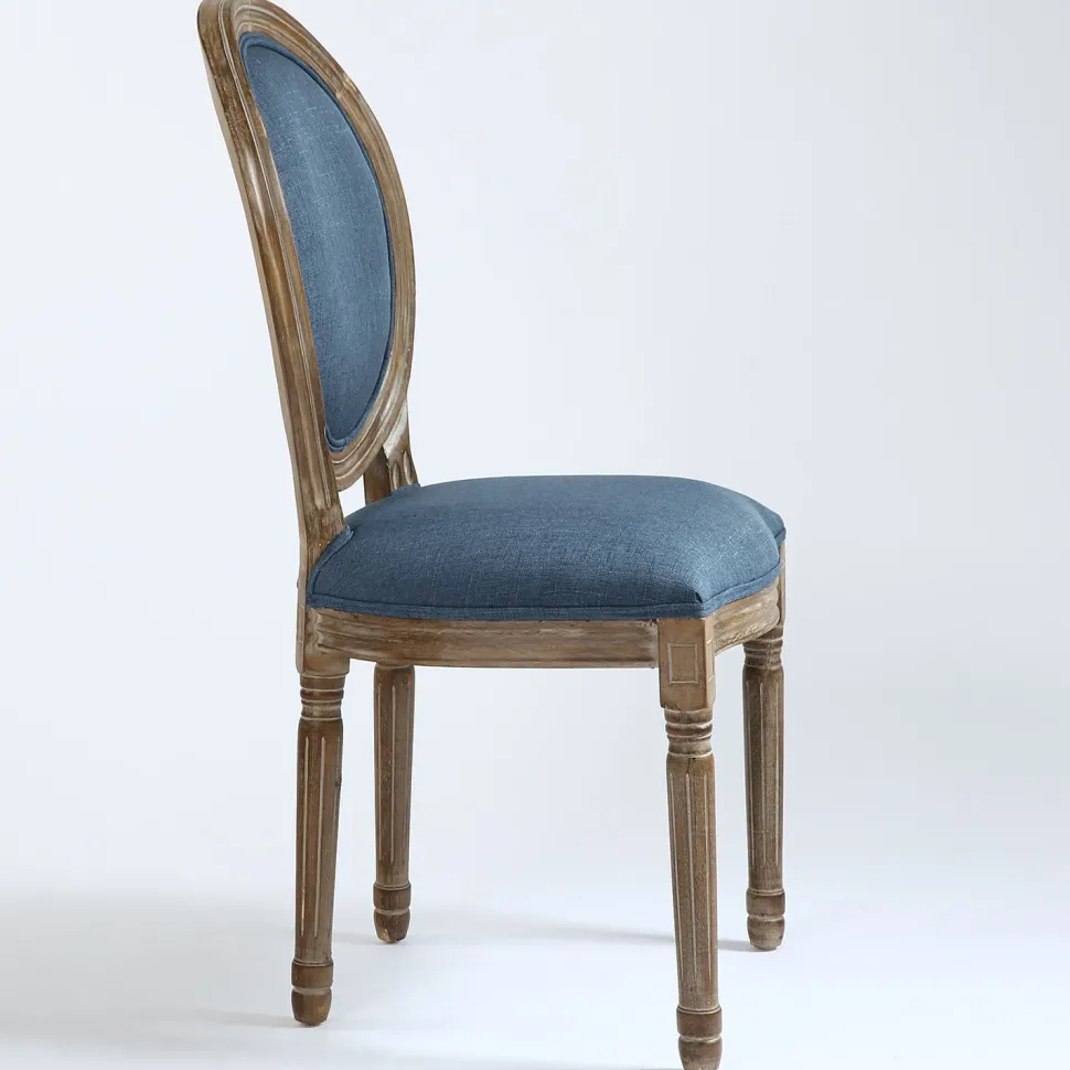 Lot de 20 chaises de style médaillon Louis XVI Tissu Bleu