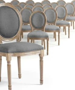 Lot de 20 chaises de style médaillon Louis XVI Tissu Gris Clair