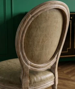Lot de 2 chaises de style médaillon Louis XVI Bois massif patiné et Simili Taupe