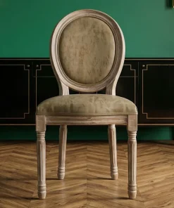 Lot de 2 chaises de style médaillon Louis XVI Bois massif patiné et Simili Taupe
