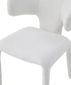 Lot de 2 chaises design dossiers arrondis Cotony Tissu bouclette Blanc