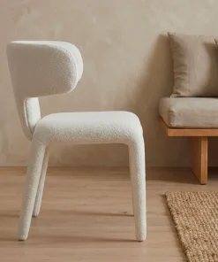 Lot de 2 chaises design dossiers arrondis Cotony Tissu bouclette Blanc