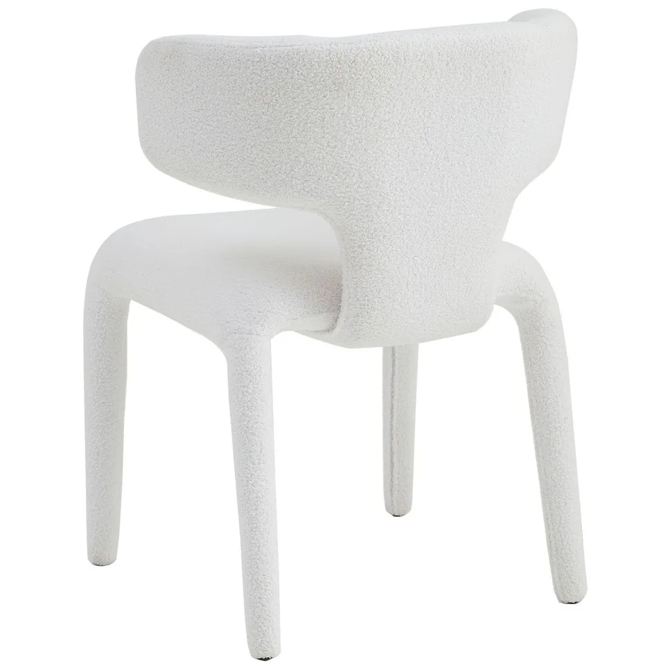 Lot de 2 chaises design dossiers arrondis Cotony Tissu bouclette Blanc
