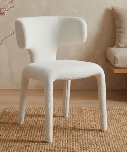 Lot de 2 chaises design dossiers arrondis Cotony Tissu bouclette Blanc