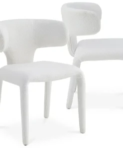 Lot de 2 chaises design dossiers arrondis Cotony Tissu bouclette Blanc