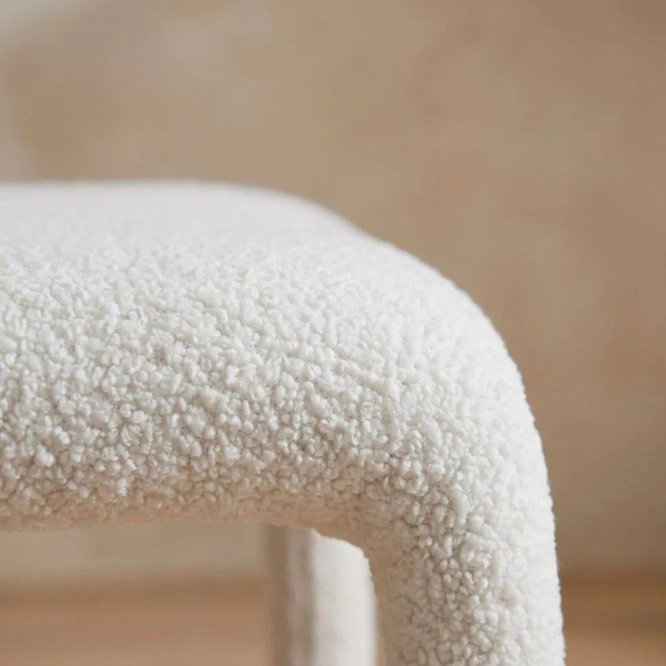 Lot de 2 chaises design dossiers arrondis Cotony Tissu bouclette Blanc