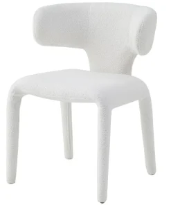 Lot de 2 chaises design dossiers arrondis Cotony Tissu bouclette Blanc