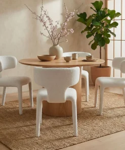 Lot de 2 chaises design dossiers arrondis Cotony Tissu bouclette Blanc