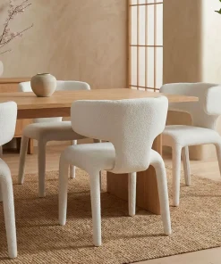Lot de 2 chaises design dossiers arrondis Cotony Tissu bouclette Blanc