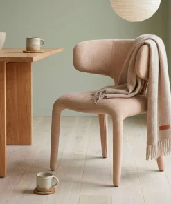 Lot de 2 chaises design dossiers arrondis Cotony Tissu Taupe clair