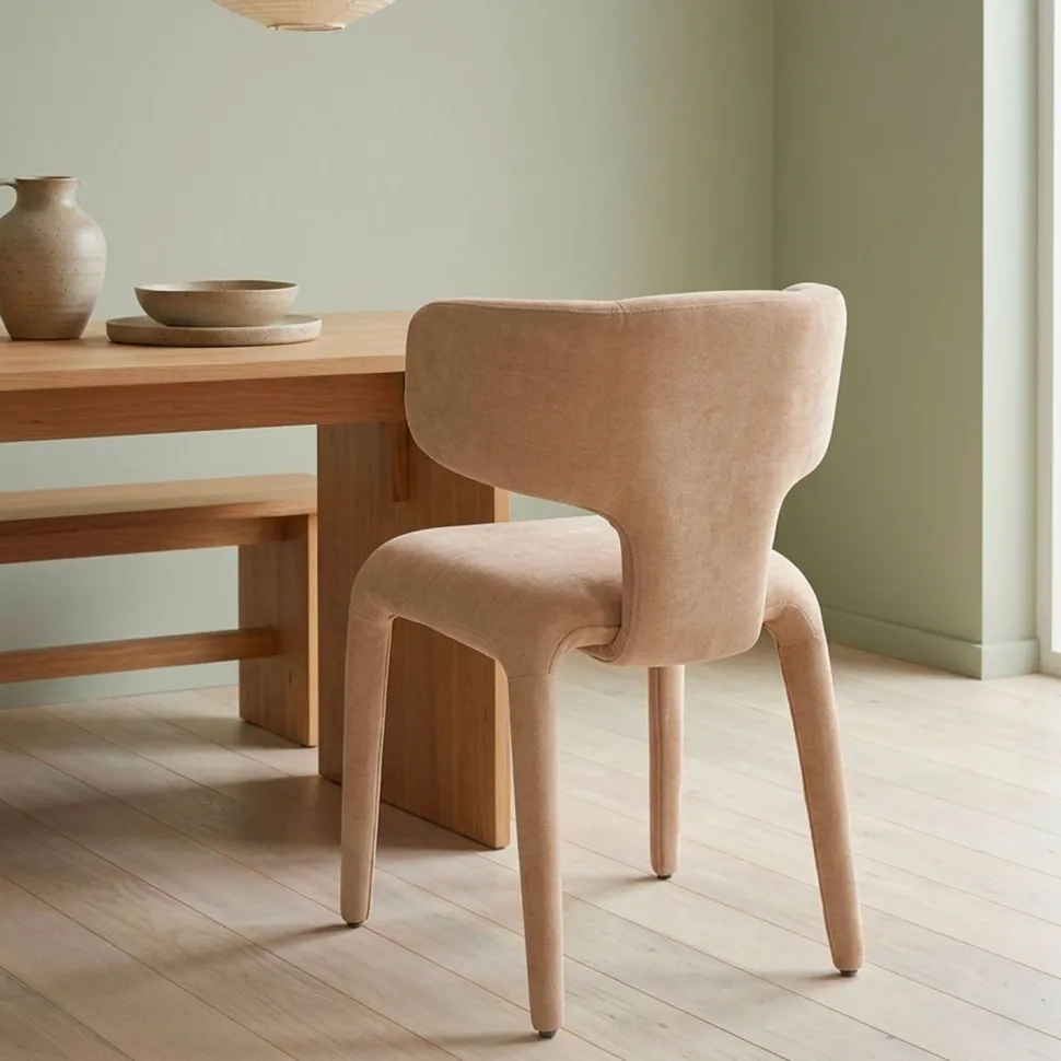 Lot de 2 chaises design dossiers arrondis Cotony Tissu Taupe clair