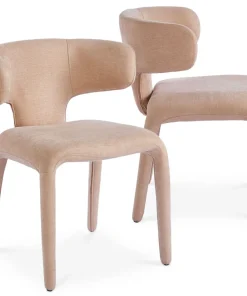 Lot de 2 chaises design dossiers arrondis Cotony Tissu Taupe clair