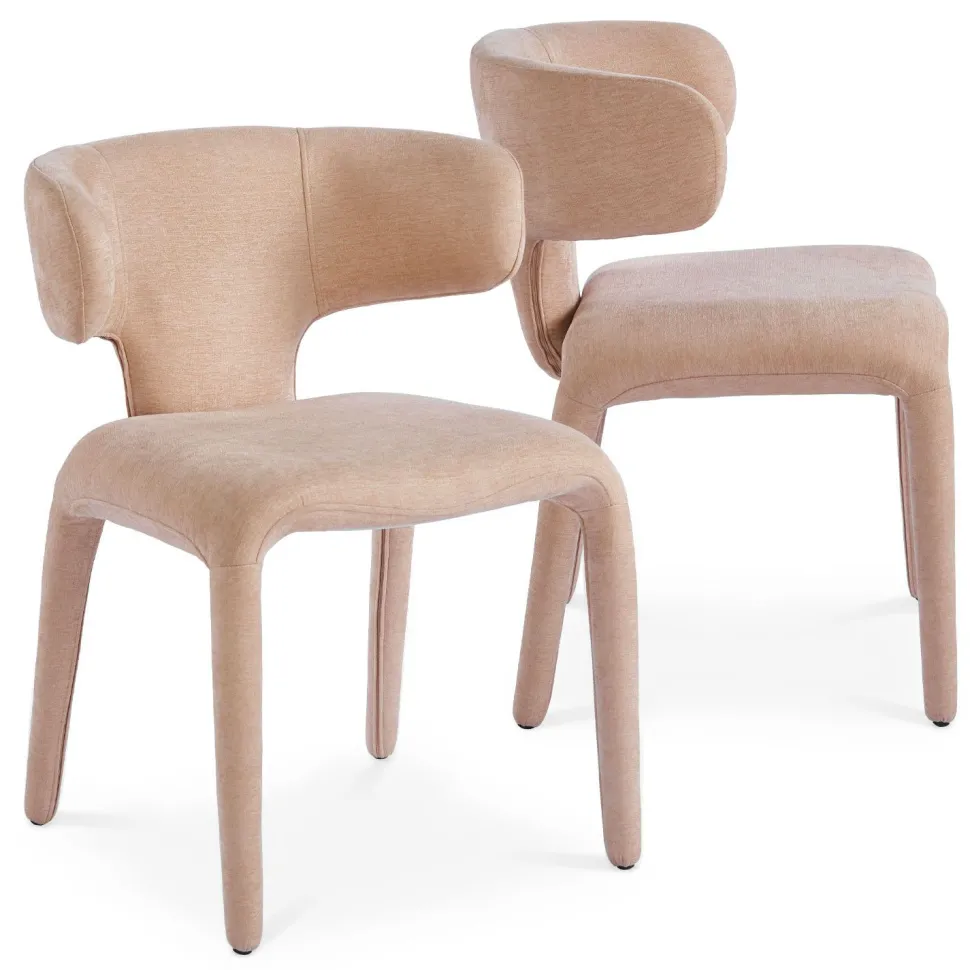 Lot de 2 chaises design dossiers arrondis Cotony Tissu Taupe clair