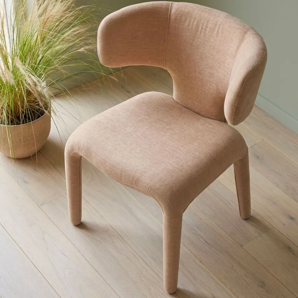 Lot de 2 chaises design dossiers arrondis Cotony Tissu Taupe clair