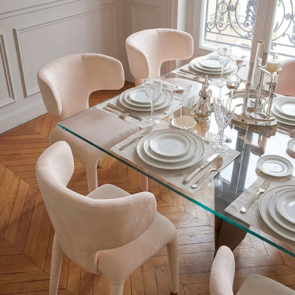 Lot de 2 chaises design dossiers arrondis Cotony Tissu Beige
