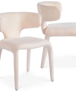 Lot de 2 chaises design dossiers arrondis Cotony Tissu Beige