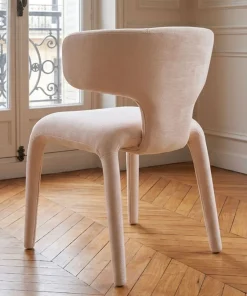 Lot de 2 chaises design dossiers arrondis Cotony Tissu Beige