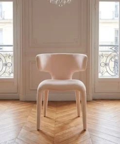 Lot de 2 chaises design dossiers arrondis Cotony Tissu Beige