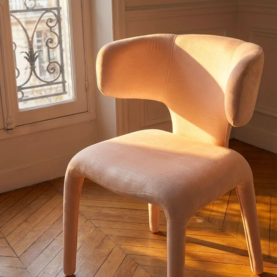 Lot de 2 chaises design dossiers arrondis Cotony Tissu Beige