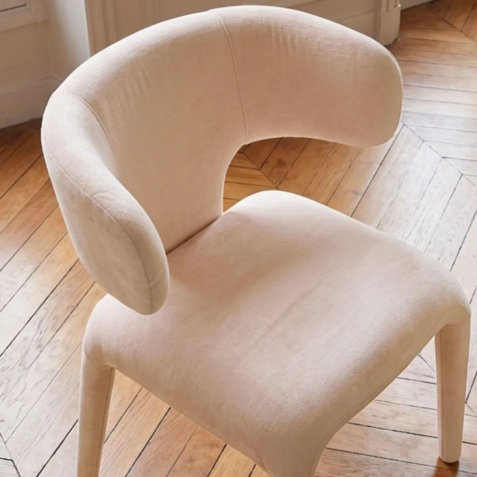 Lot de 2 chaises design dossiers arrondis Cotony Tissu Beige