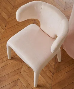 Lot de 2 chaises design dossiers arrondis Cotony Tissu Beige