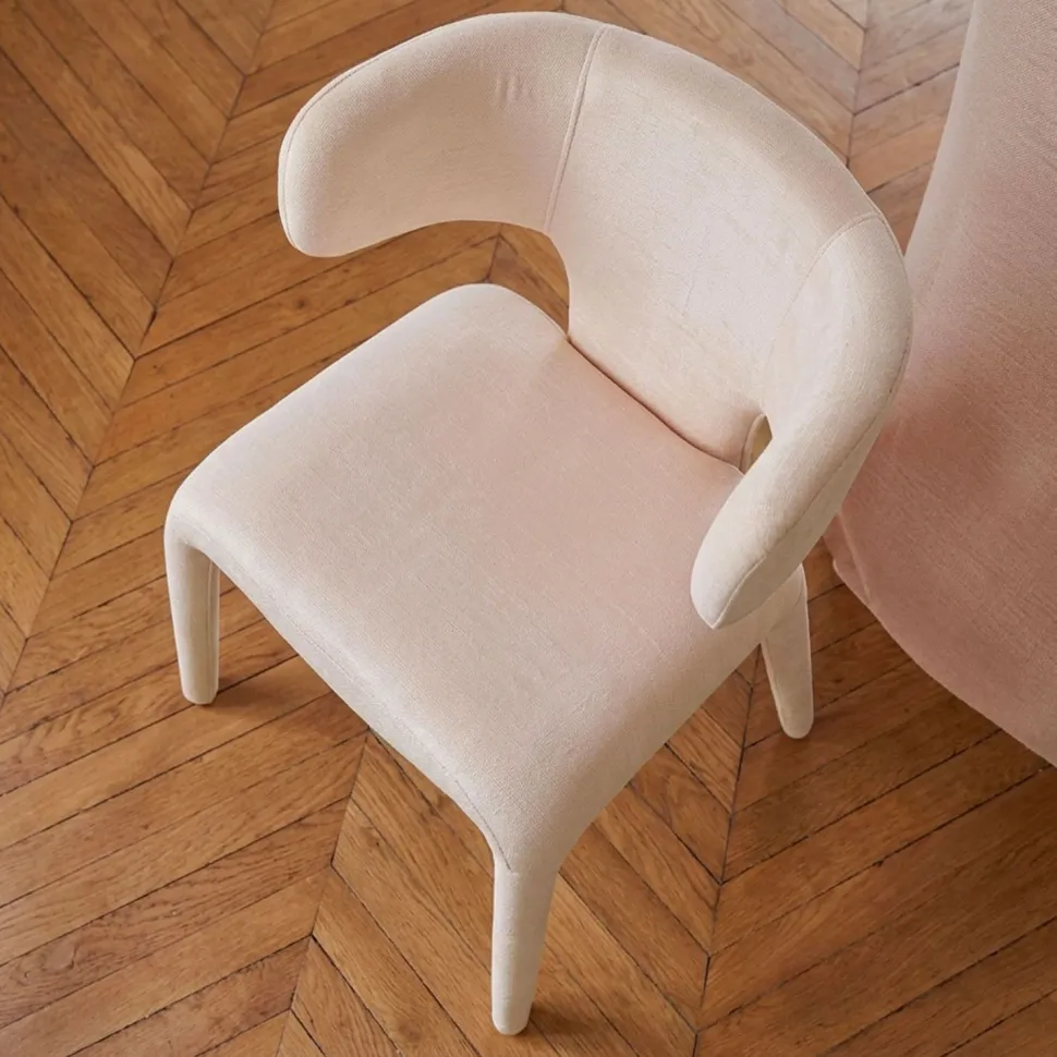 Lot de 2 chaises design dossiers arrondis Cotony Tissu Beige