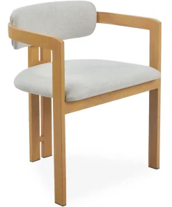 Lot de 2 chaises design Galilea Métal Effet bois clair et Tissu Beige