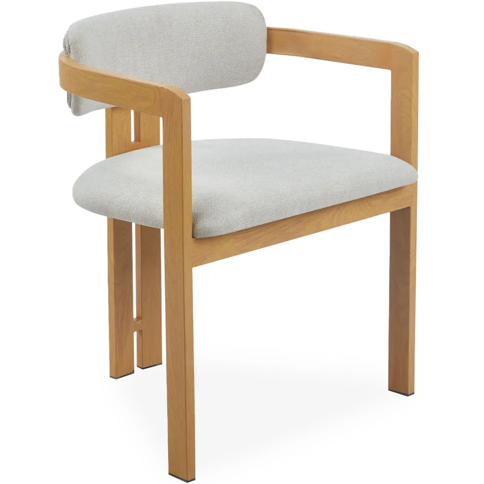 Lot de 2 chaises design Galilea Métal Effet bois clair et Tissu Beige
