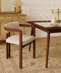 Lot de 2 chaises design Galilea Métal Effet bois foncé et Tissu Beige