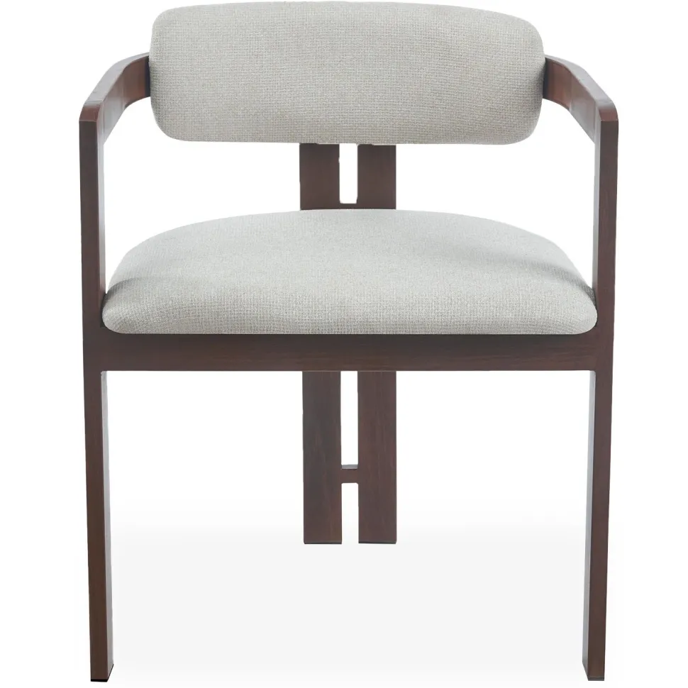 Lot de 2 chaises design Galilea Métal Effet bois foncé et Tissu Beige