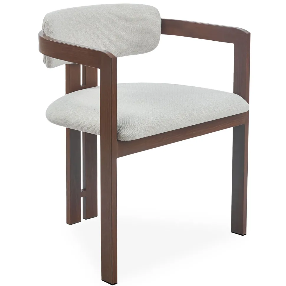 Lot de 2 chaises design Galilea Métal Effet bois foncé et Tissu Beige