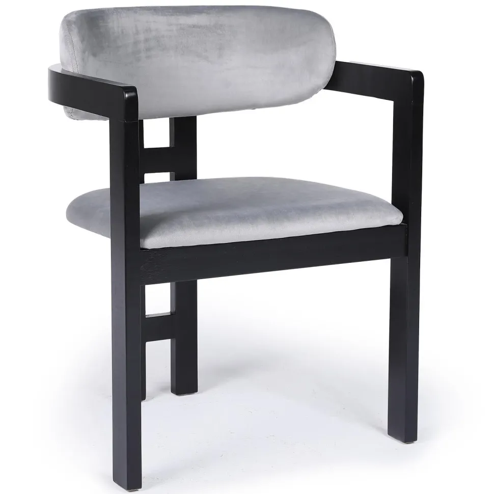 Lot de 2 chaises design Oregon Bois noir et Velours Gris