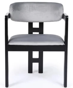 Lot de 2 chaises design Oregon Bois noir et Velours Gris
