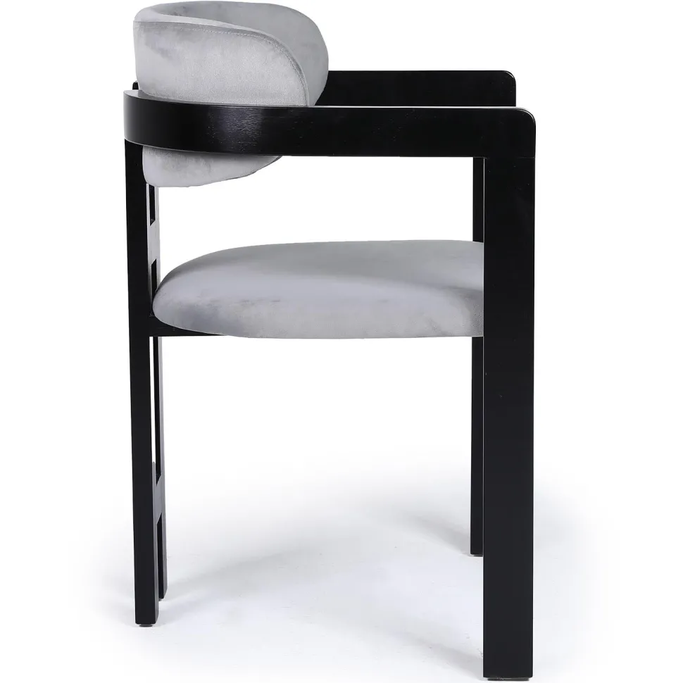 Lot de 2 chaises design Oregon Bois noir et Velours Gris