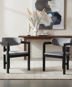 Lot de 2 chaises design Oregon Bois noir et Velours Gris