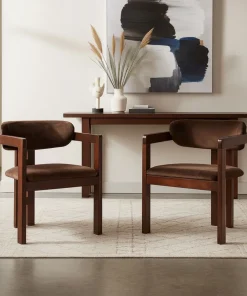 Lot de 2 chaises design Oregon Bois foncé et Velours Marron