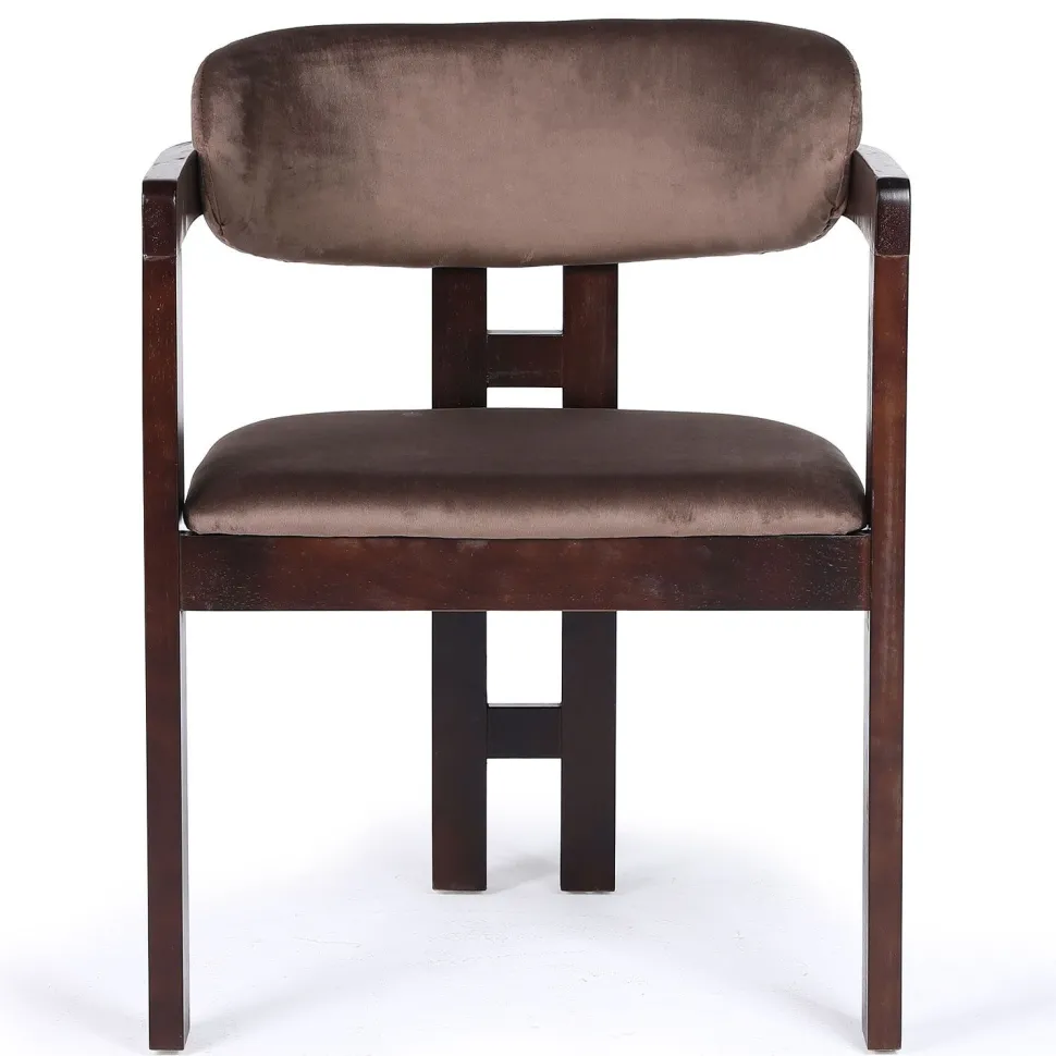 Lot de 2 chaises design Oregon Bois foncé et Velours Marron