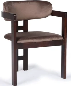 Lot de 2 chaises design Oregon Bois foncé et Velours Marron