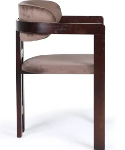 Lot de 2 chaises design Oregon Bois foncé et Velours Marron