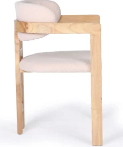 Lot de 2 chaises design Oregon Bois clair et Tissu bouclette Beige
