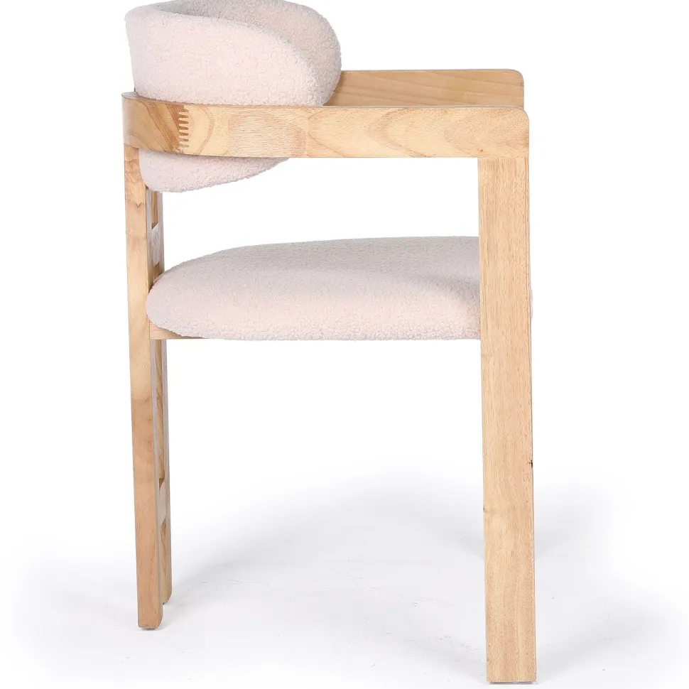 Lot de 2 chaises design Oregon Bois clair et Tissu bouclette Beige