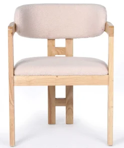 Lot de 2 chaises design Oregon Bois clair et Tissu bouclette Beige